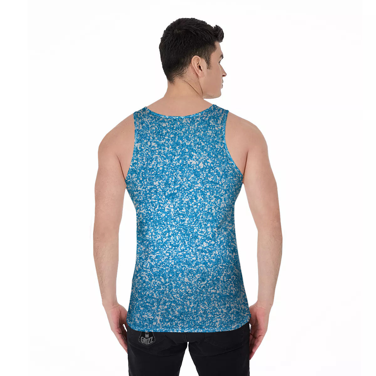 Blue Ocean Glitter Artwork Print Men's Tank Top-grizzshop