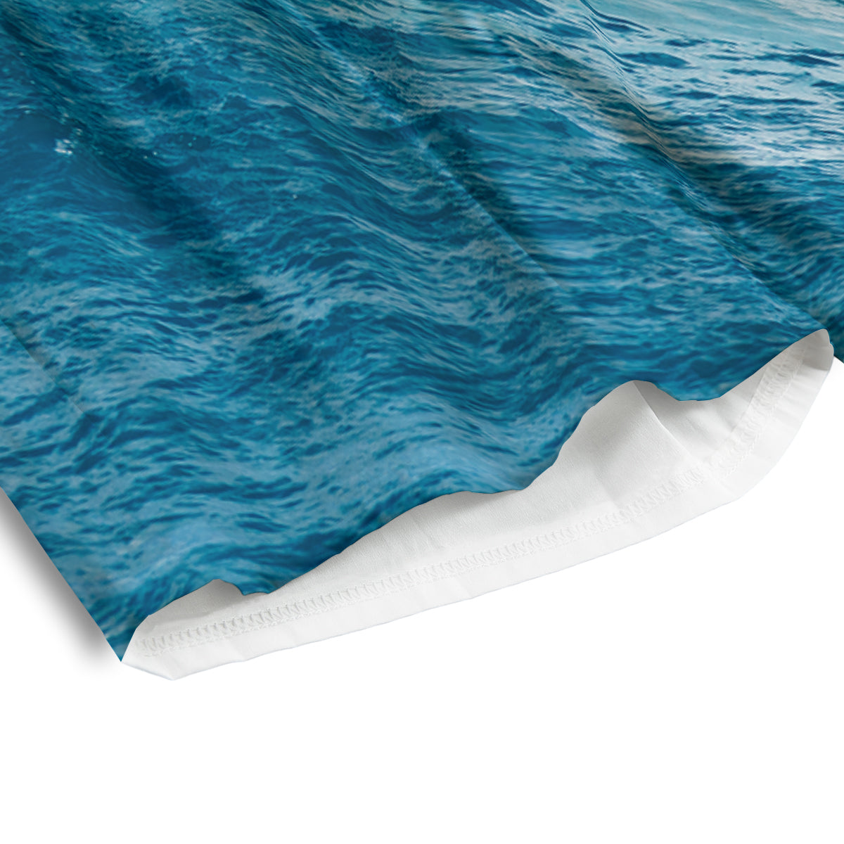 Blue Ocean Wave Print Men's Athletic Shorts