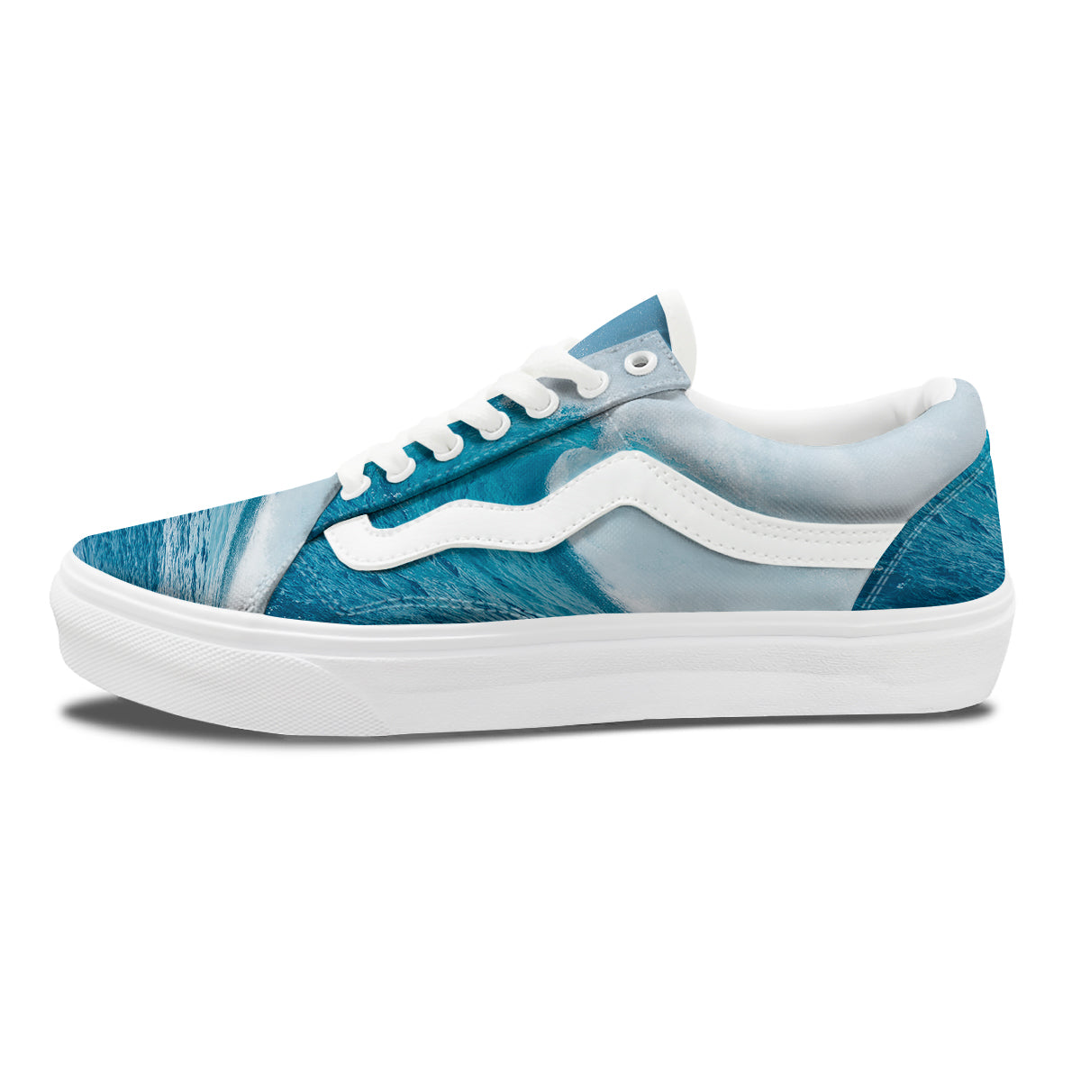 Blue Ocean Wave Print Skate Shoes-grizzshop