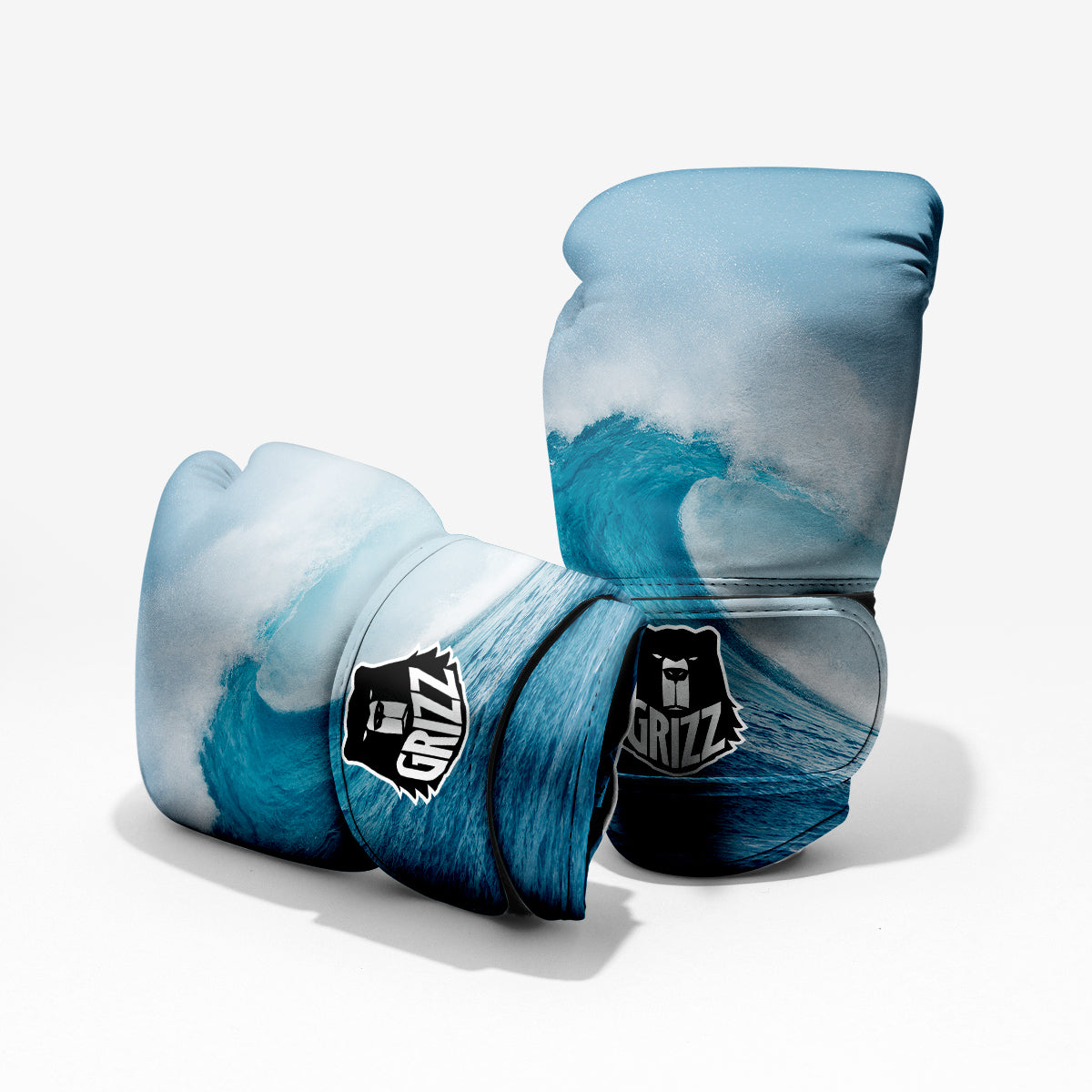 Blue Ocean Wave Print Pro Boxing Glove