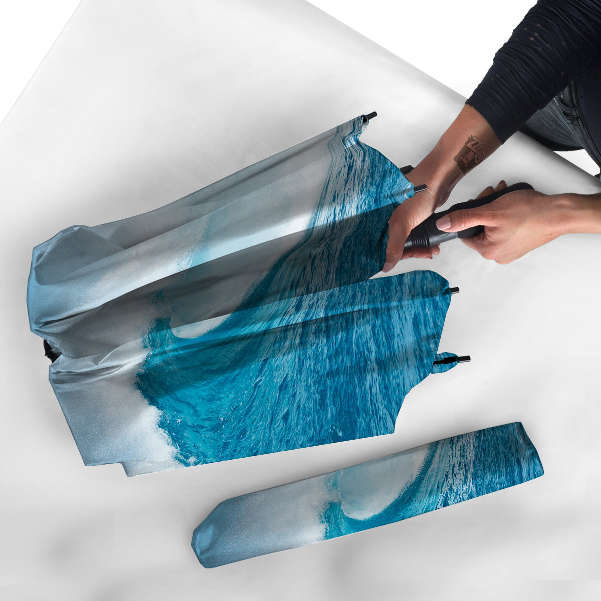 Blue Ocean Wave Print Umbrella-grizzshop