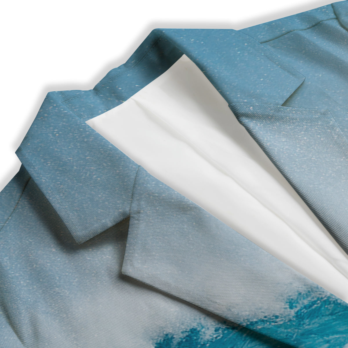 Blue Ocean Wave Print Women's Blazer-grizzshop