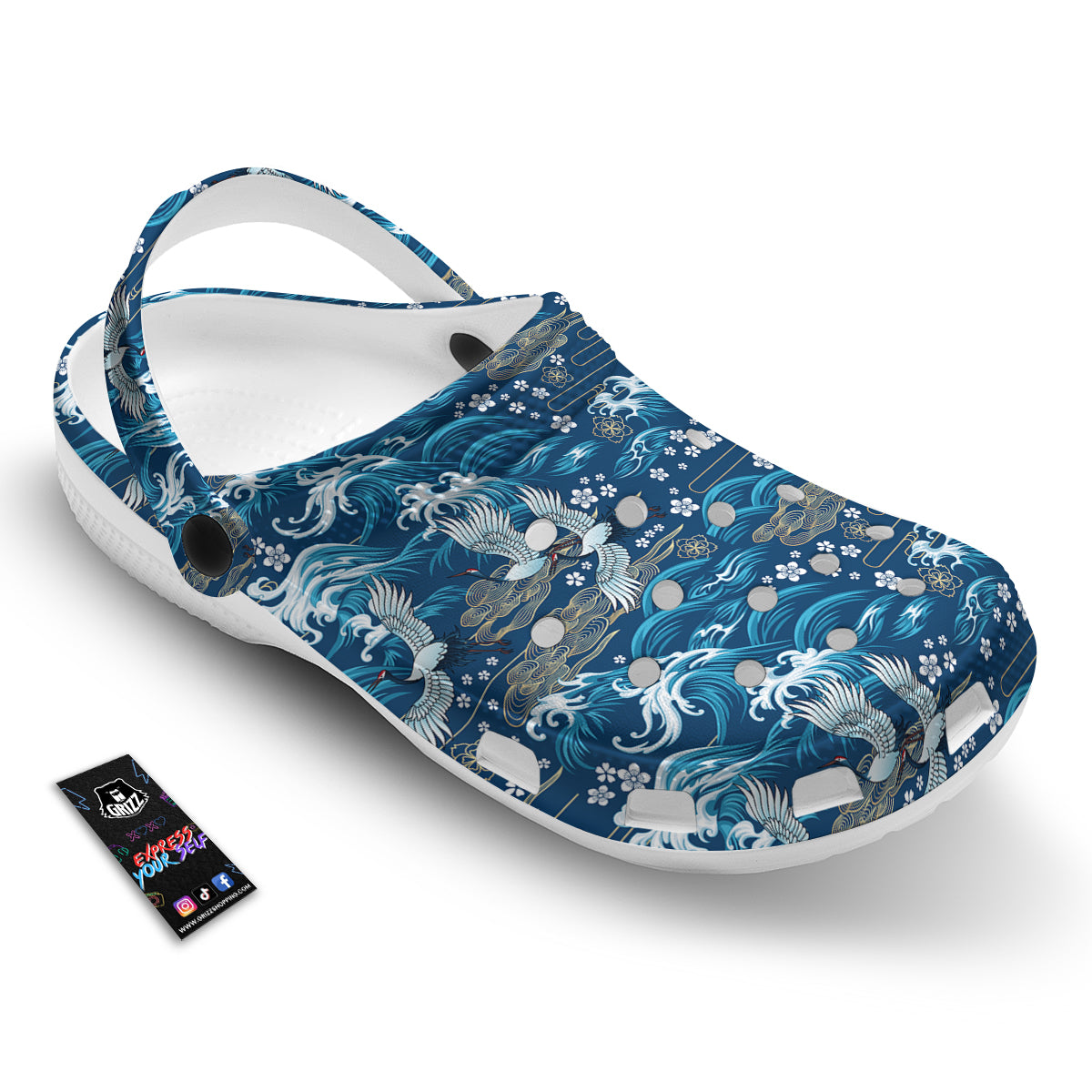 Blue Oriental Sea Print Pattern Clog-grizzshop