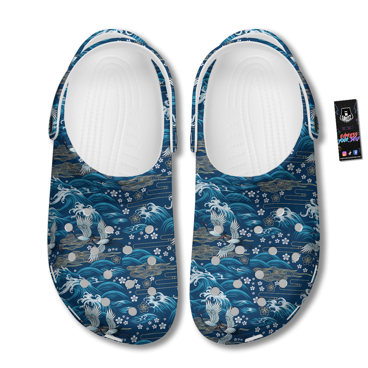 Blue Oriental Sea Print Pattern Clog-grizzshop