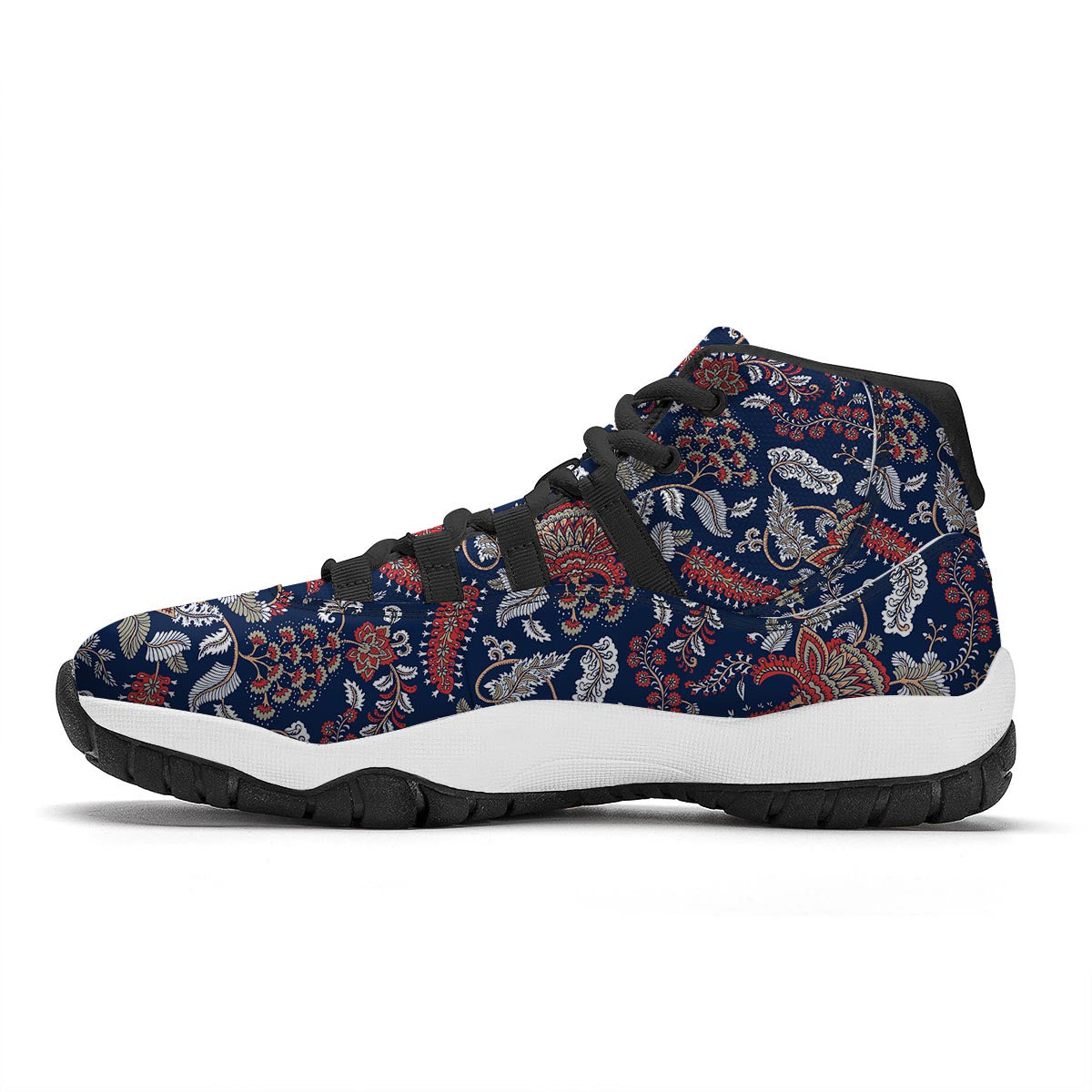 Blue Paisley Black Bball Shoes-grizzshop