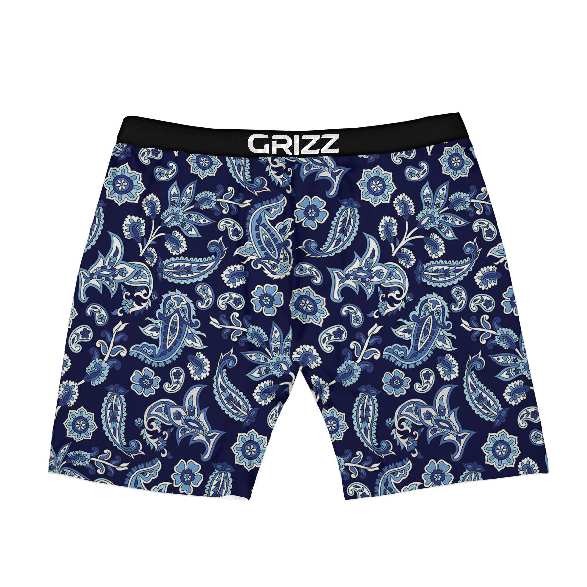 Blue Paisley Print Pattern Boxer Briefs-grizzshop
