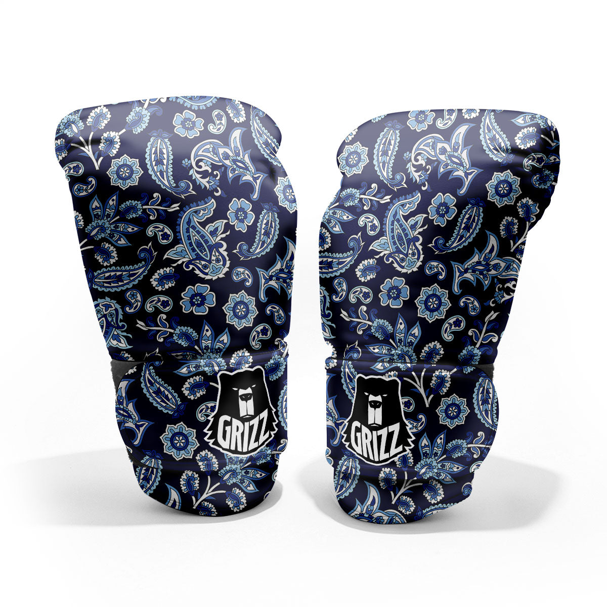 Blue Paisley Print Pattern Pro Boxing Glove