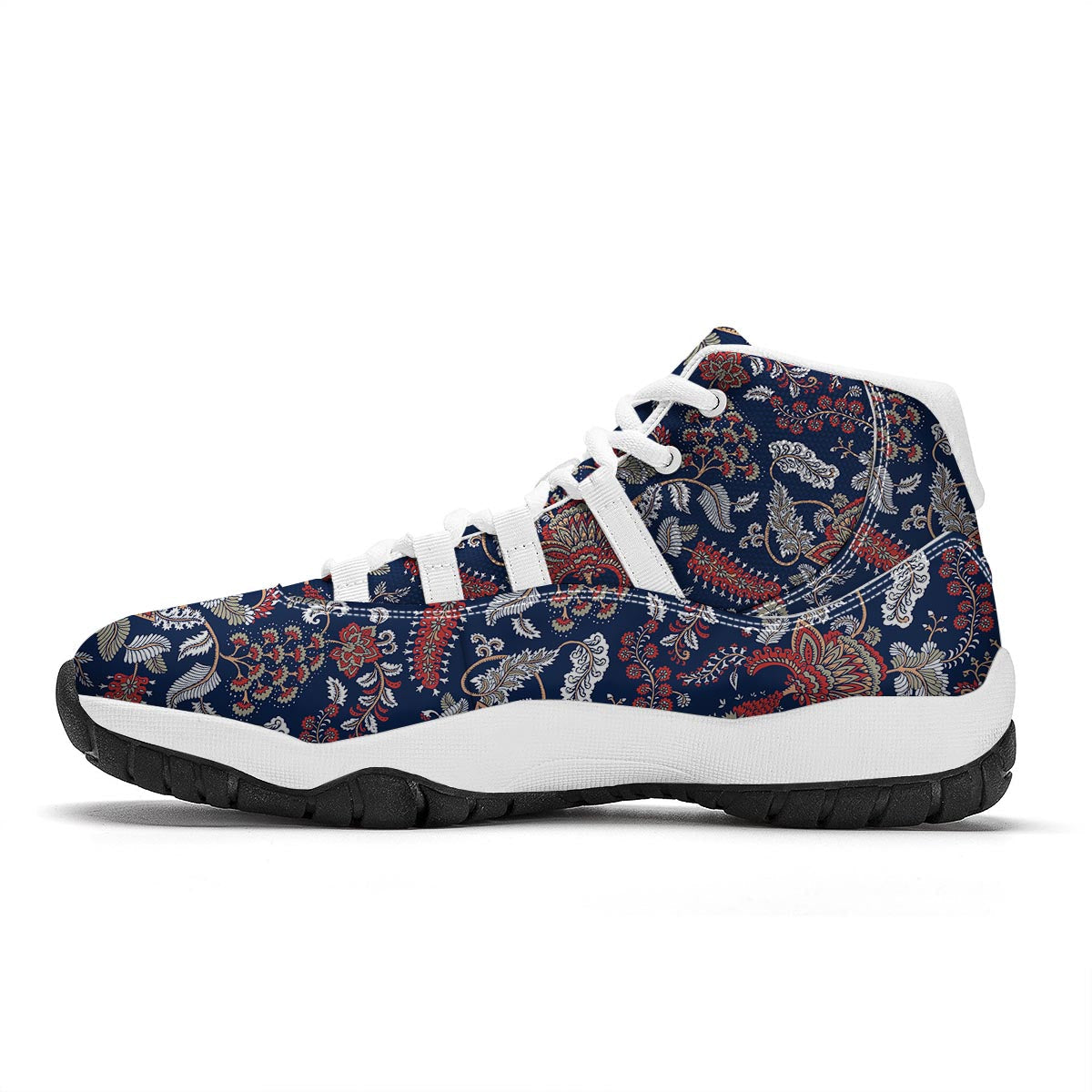 Blue Paisley White Bball Shoes-grizzshop
