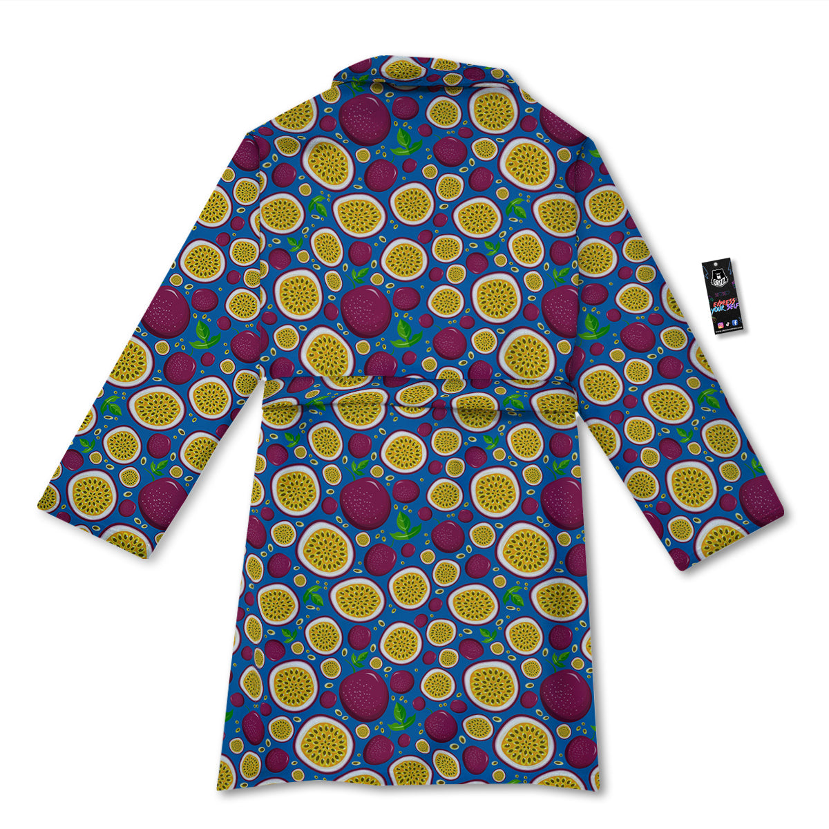 Blue Passion Fruit Print Pattern Bathrobe-grizzshop