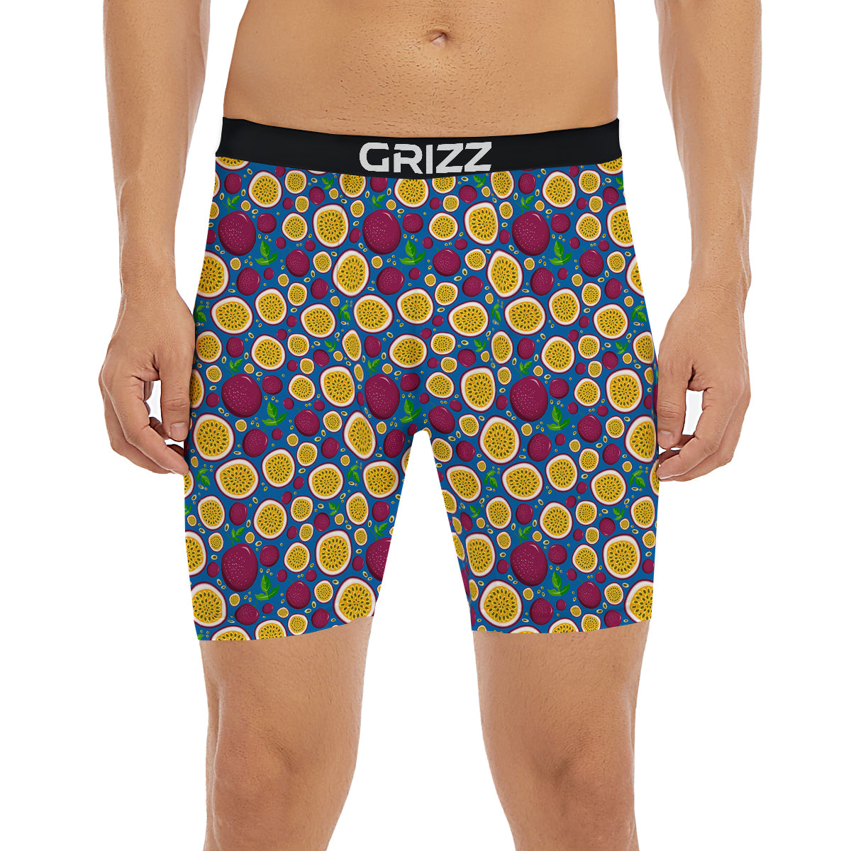 Blue Passion Fruit Print Pattern Boxer Briefs-grizzshop