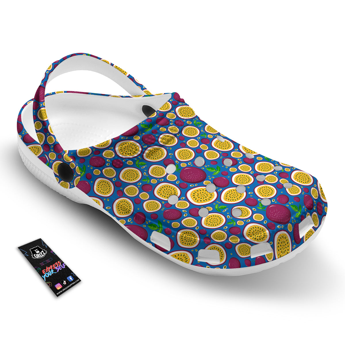 Blue Passion Fruit Print Pattern Clog-grizzshop