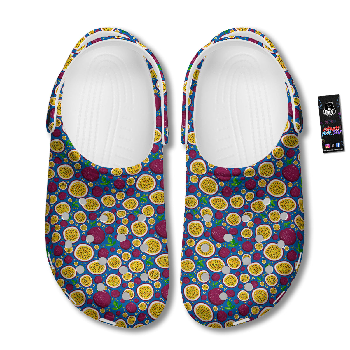 Blue Passion Fruit Print Pattern Clog-grizzshop