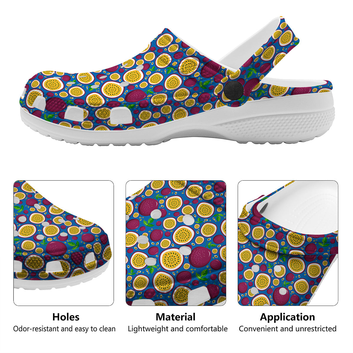 Blue Passion Fruit Print Pattern Clog-grizzshop