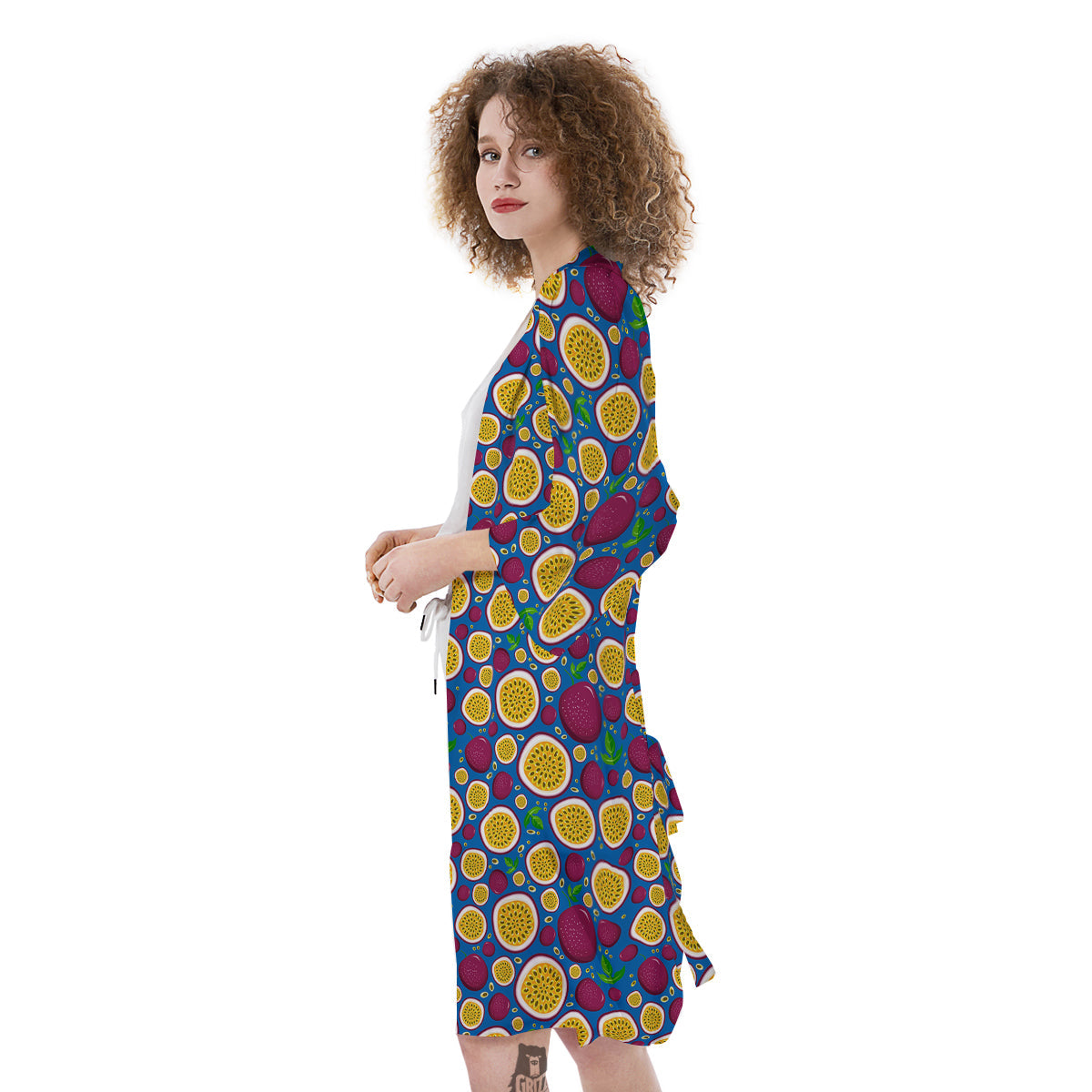 Blue Passion Fruit Print Pattern Kimono-grizzshop