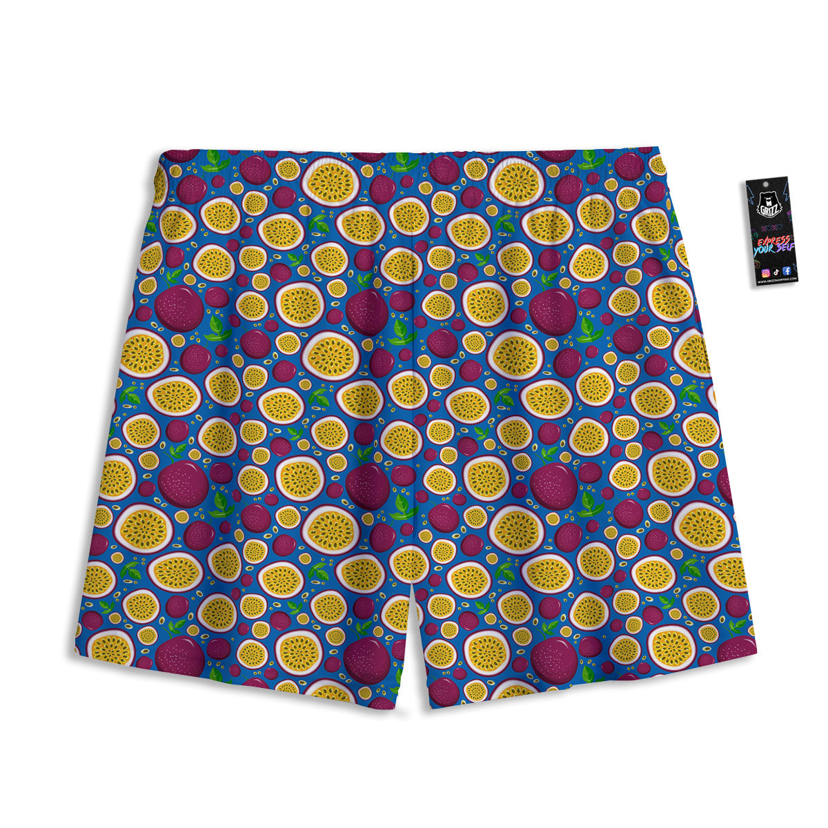 Blue Passion Fruit Print Pattern Mesh Shorts-grizzshop