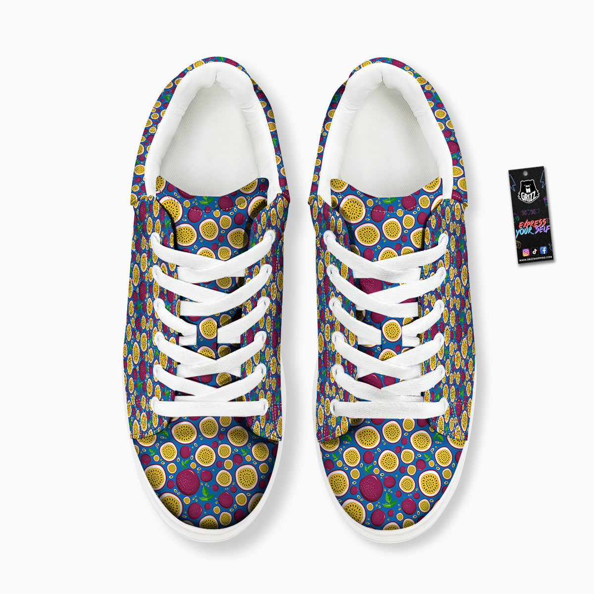 Blue Passion Fruit Print Pattern Platform Shoes-grizzshop