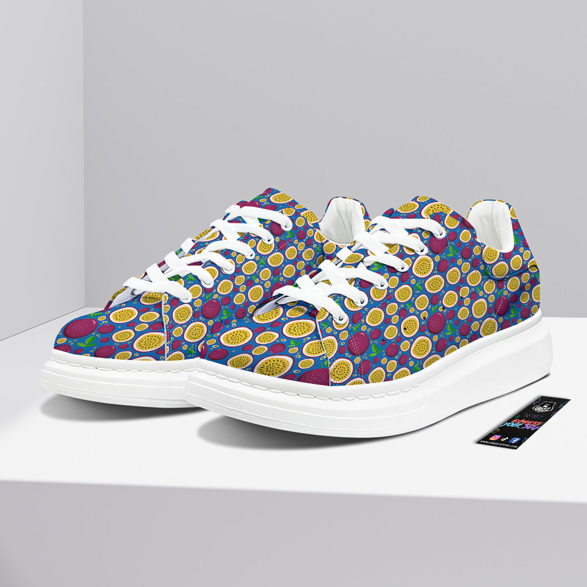 Blue Passion Fruit Print Pattern Platform Shoes-grizzshop