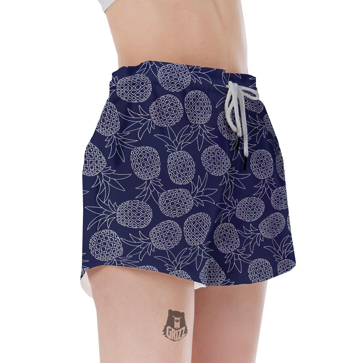 Blue Pine Pineapple Print Women's Shorts-grizzshop