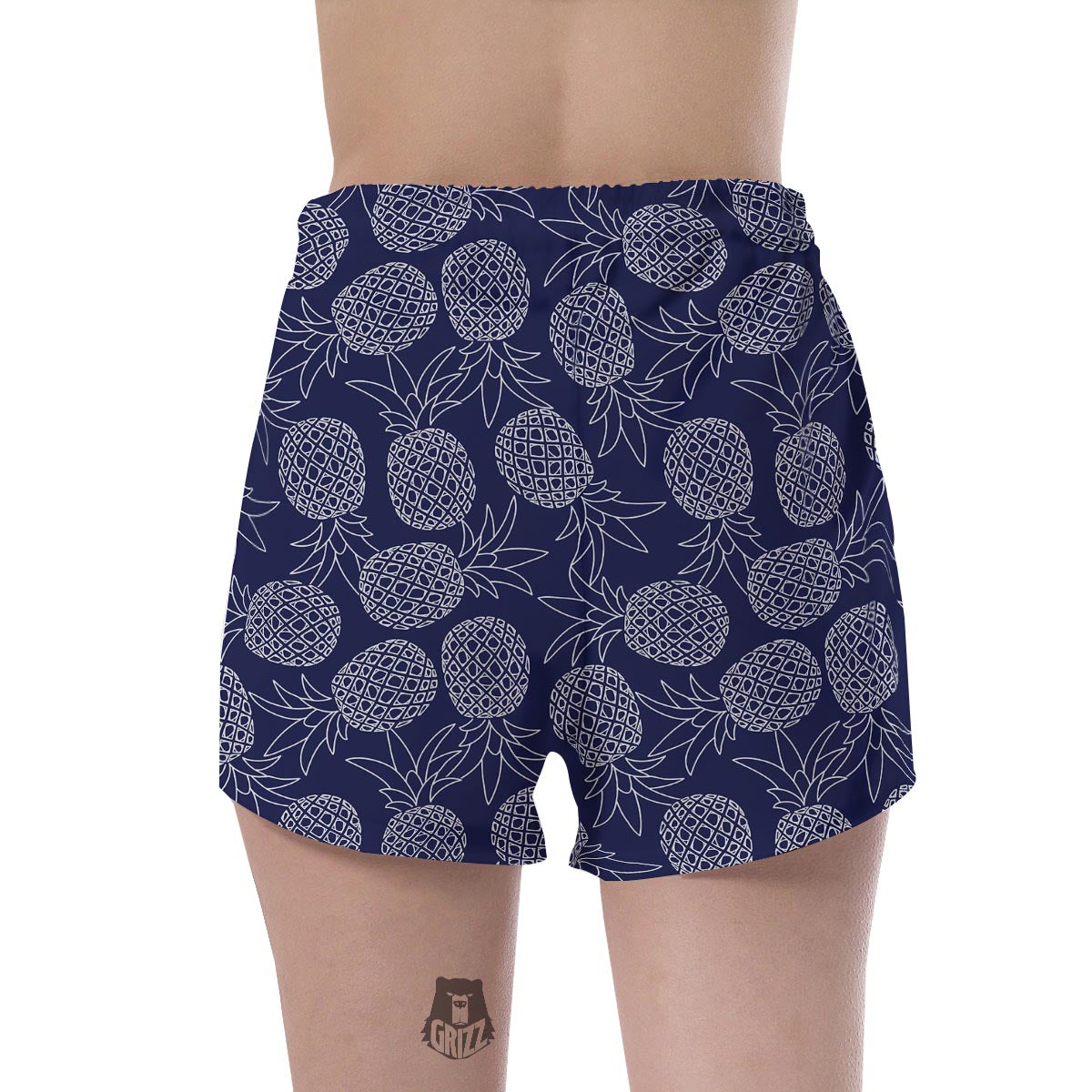 Blue Pine Pineapple Print Women's Shorts-grizzshop