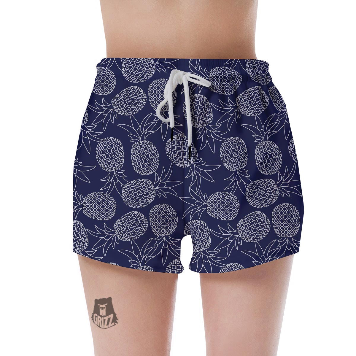 Blue Pine Pineapple Print Women's Shorts-grizzshop