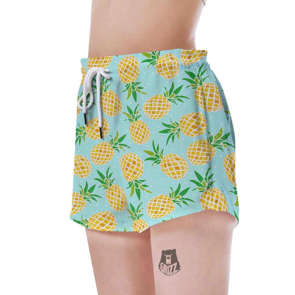 Blue Pineapple Print Women's Shorts-grizzshop
