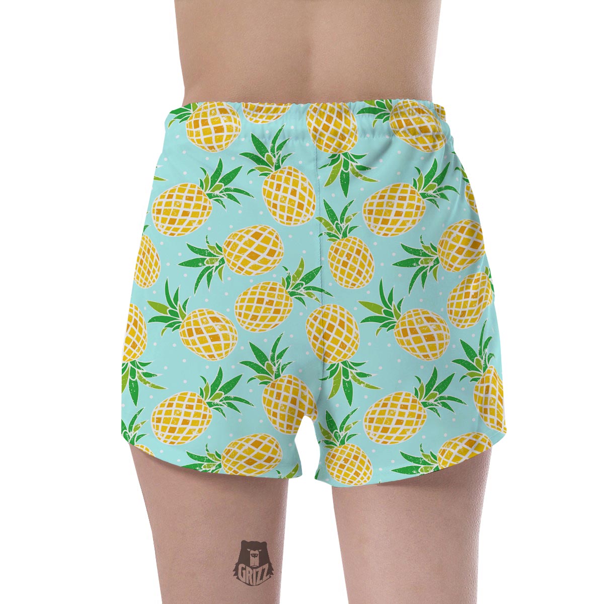 Blue Pineapple Print Women's Shorts-grizzshop