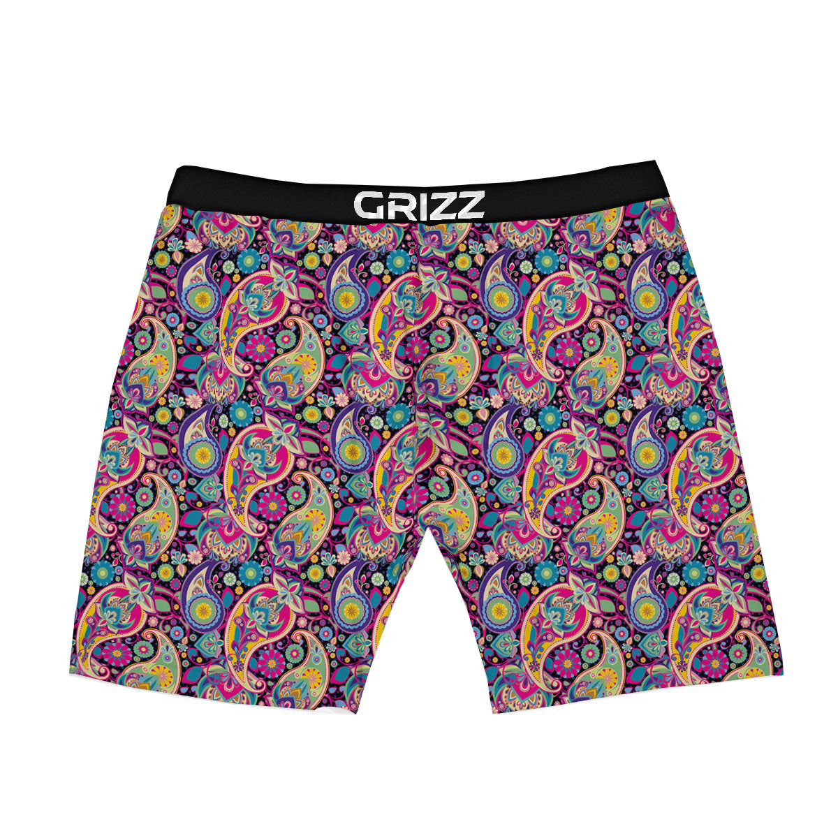 Blue Pink And Green Paisley Print Boxer Briefs-grizzshop
