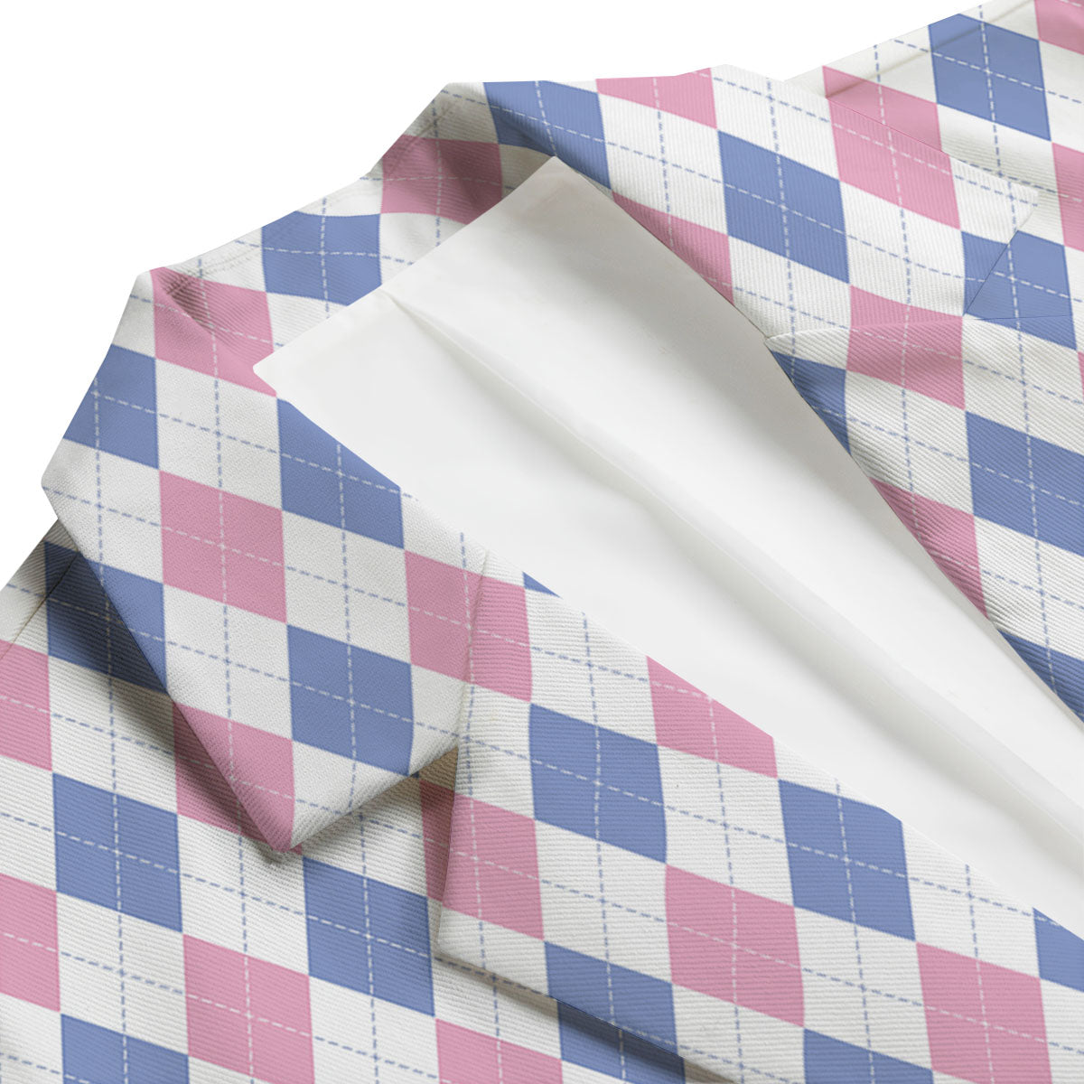 Blue Pink And White Argyle Print Pattern Men's Blazer-grizzshop