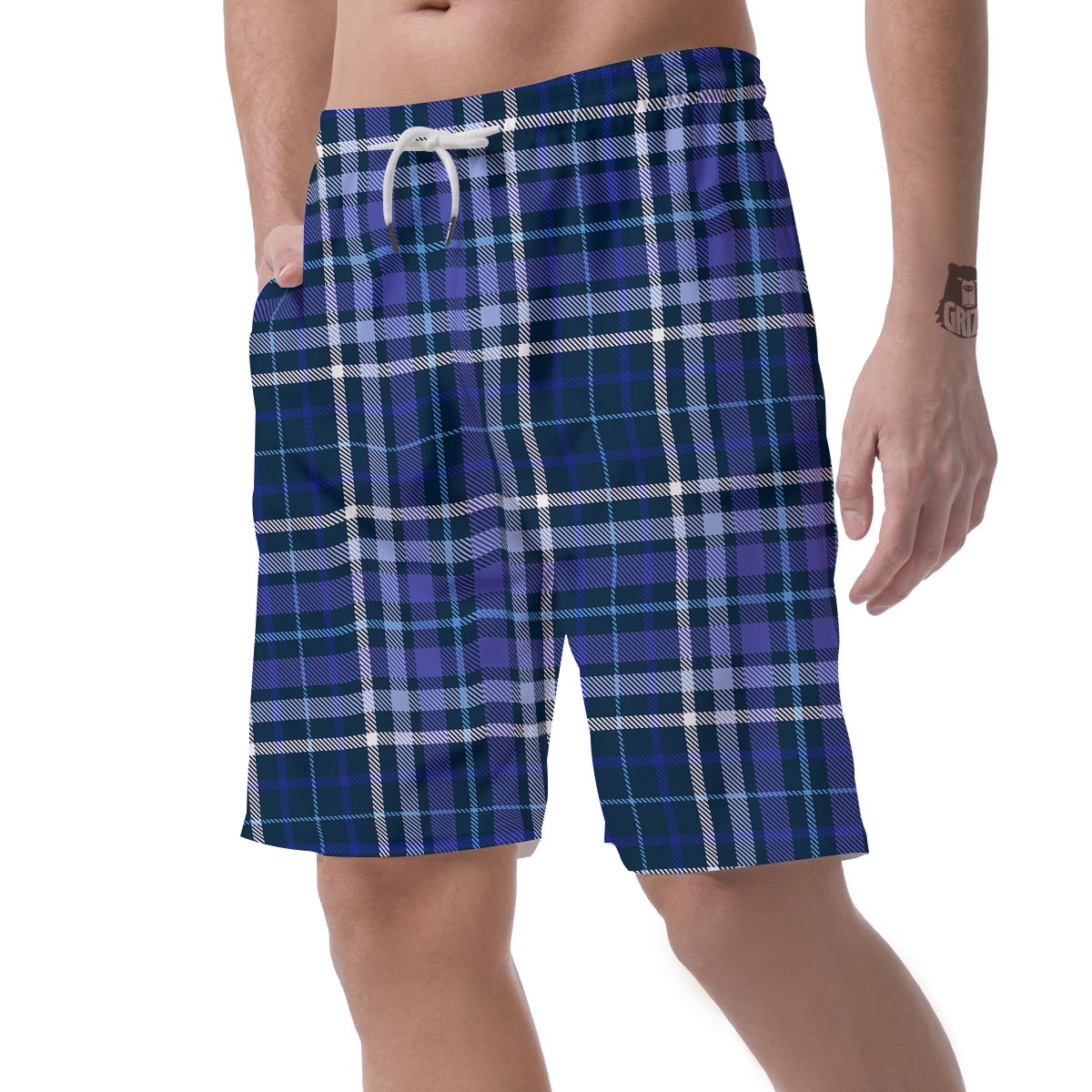 Blue Plaid Tartan Men's Shorts-grizzshop