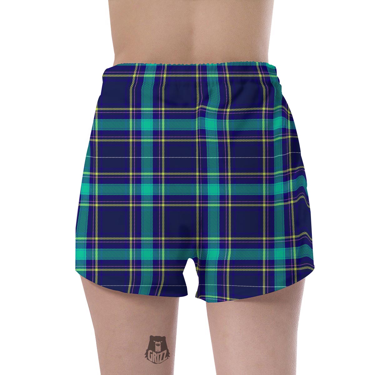 Blue Plaid Tartan Print Women's Shorts-grizzshop