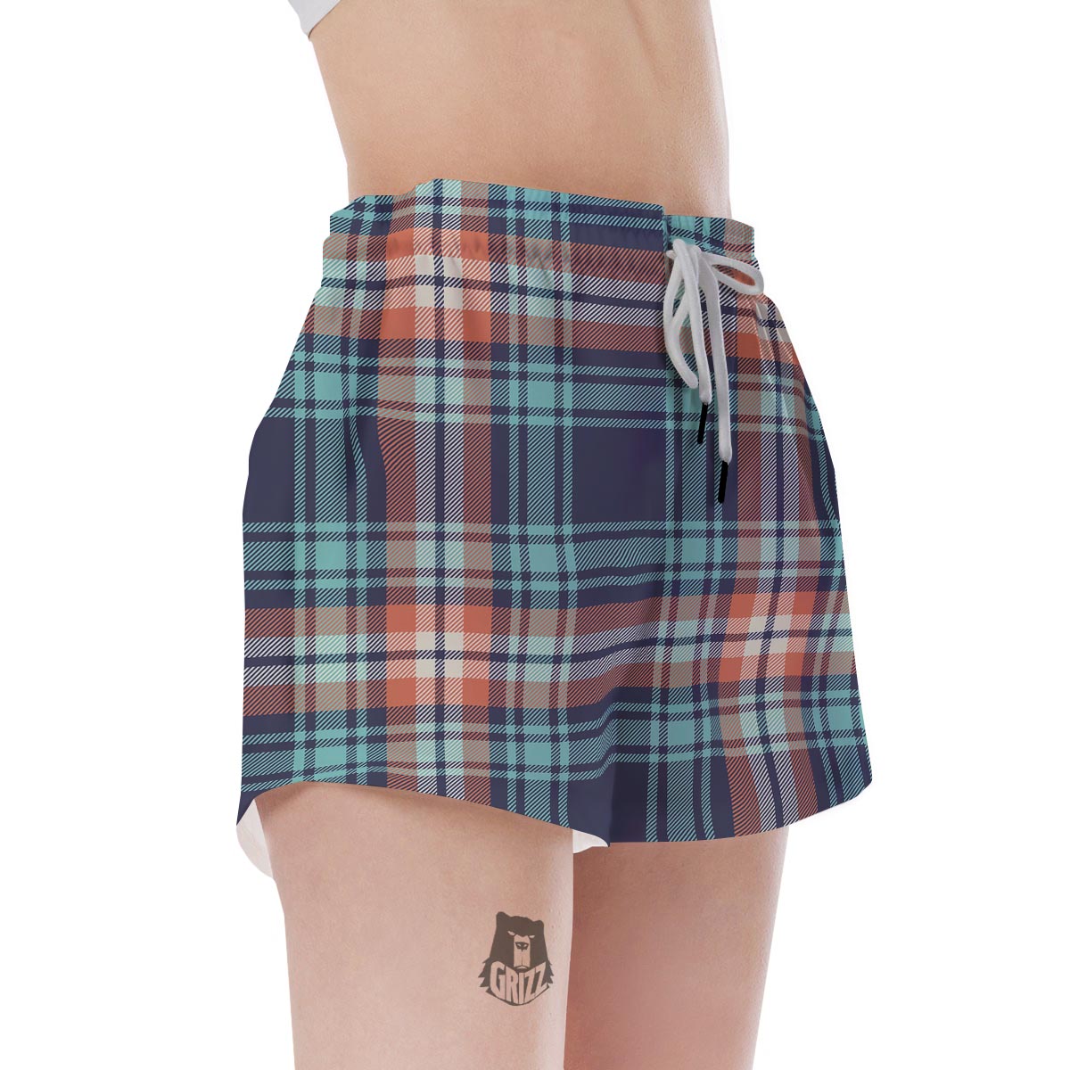 Blue Plaid Tartan Scottish Print Women's Shorts-grizzshop