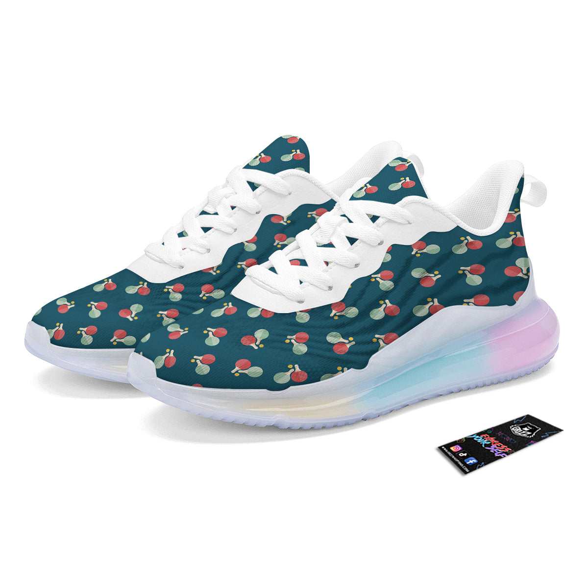 Blue Red Pingpong Print Pattern Running Sneakers-grizzshop