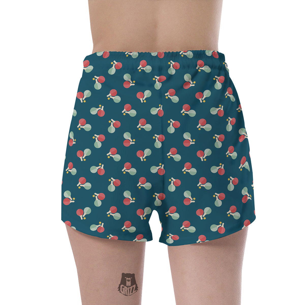 Blue Red Pingpong Print Pattern Women's Shorts-grizzshop