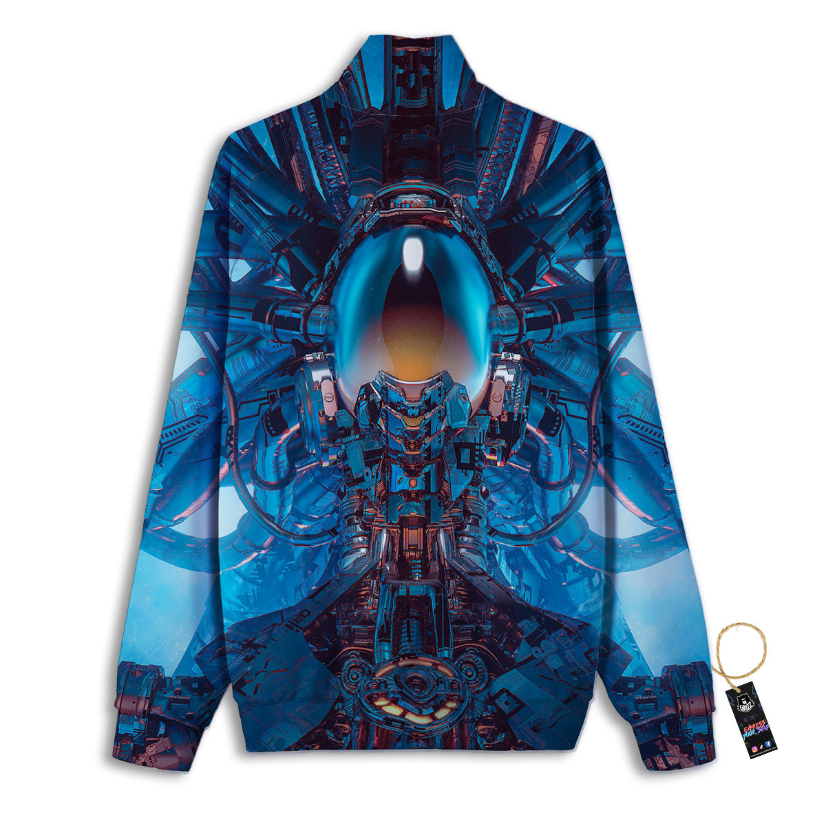 Blue Robot Cyberpunk Print Track Jacket-grizzshop