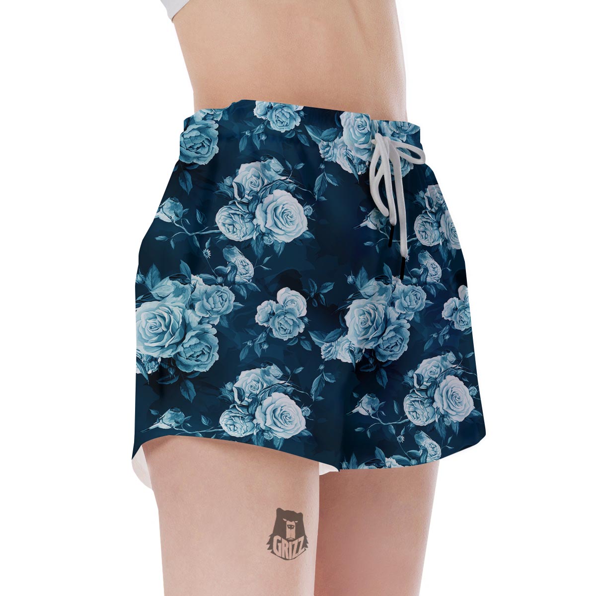 Blue Rose Floral Women's Shorts-grizzshop