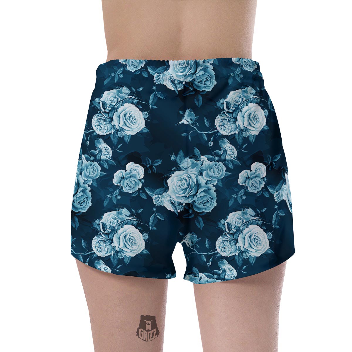 Blue Rose Floral Women's Shorts-grizzshop
