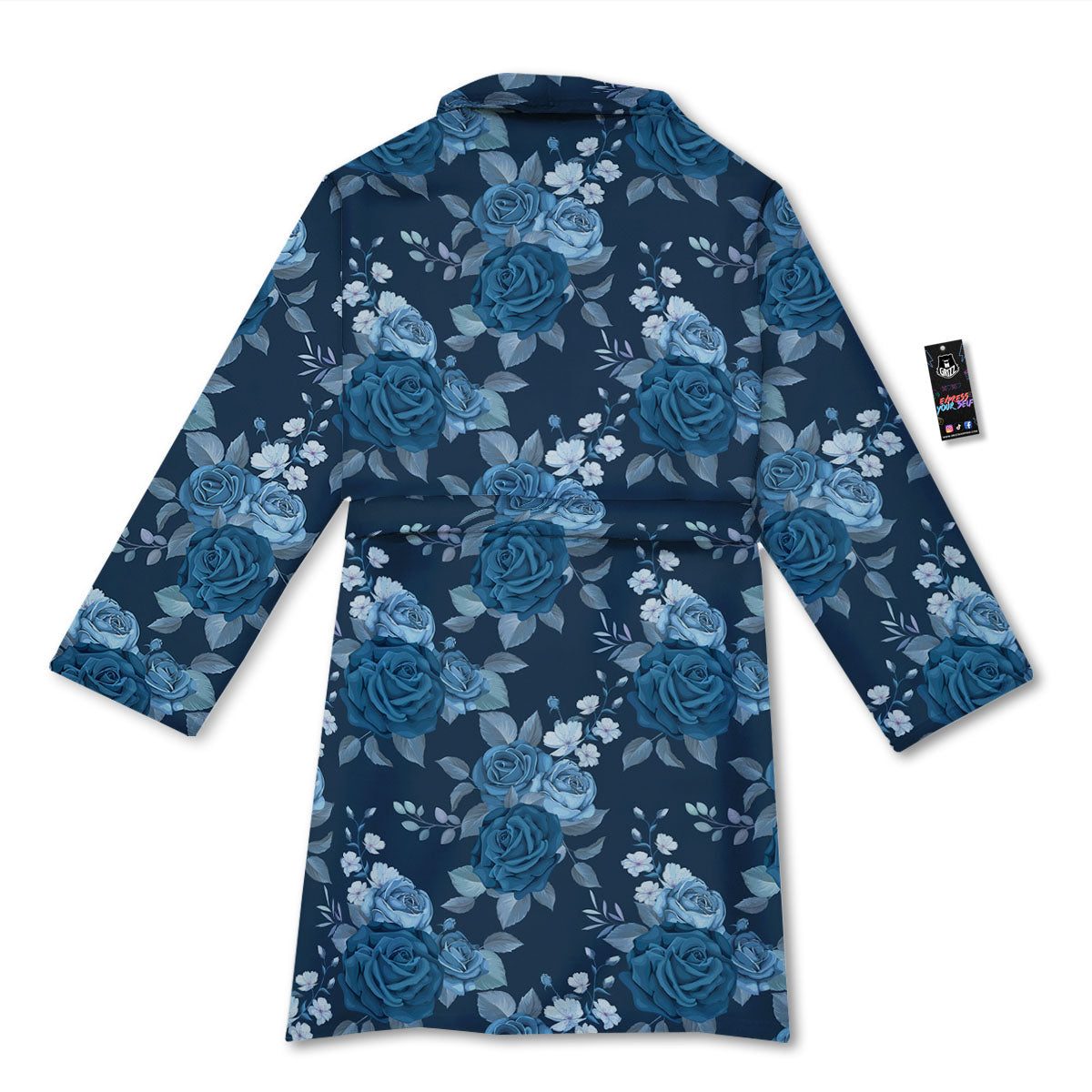 Blue Rose Royal Print Pattern Bathrobe-grizzshop