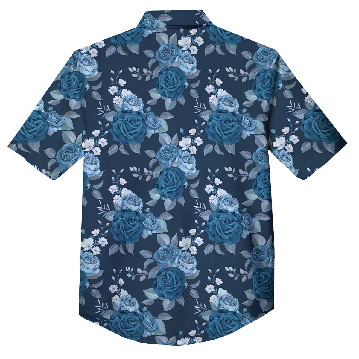 Blue Rose Royal Print Pattern Button Up Shirt-grizzshop
