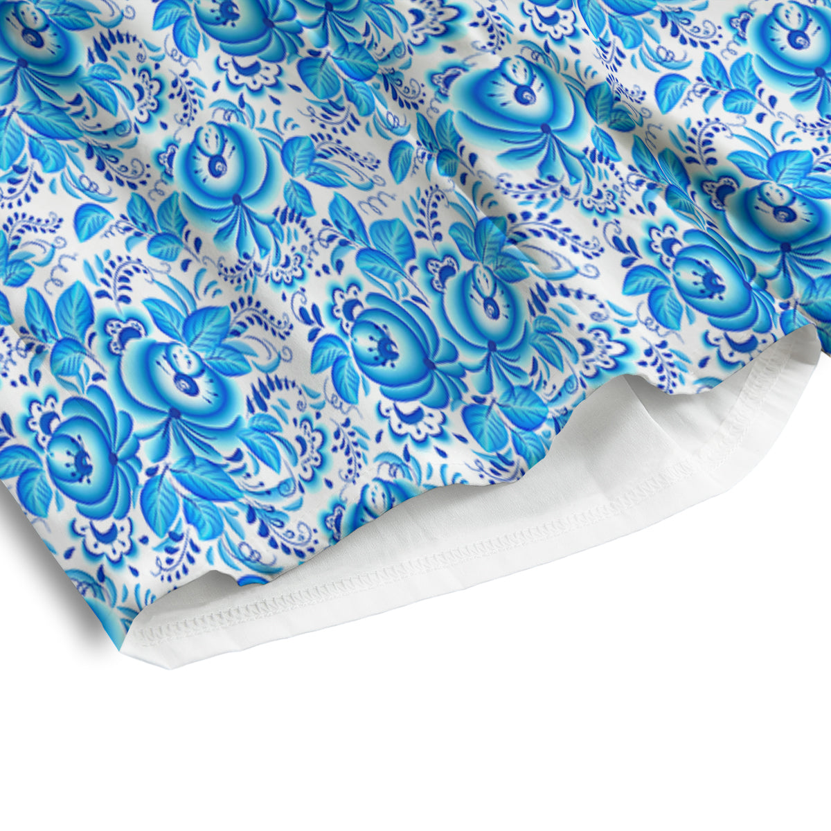 Blue Russian Floral Gzhel Print Pattern Men's Athletic Shorts
