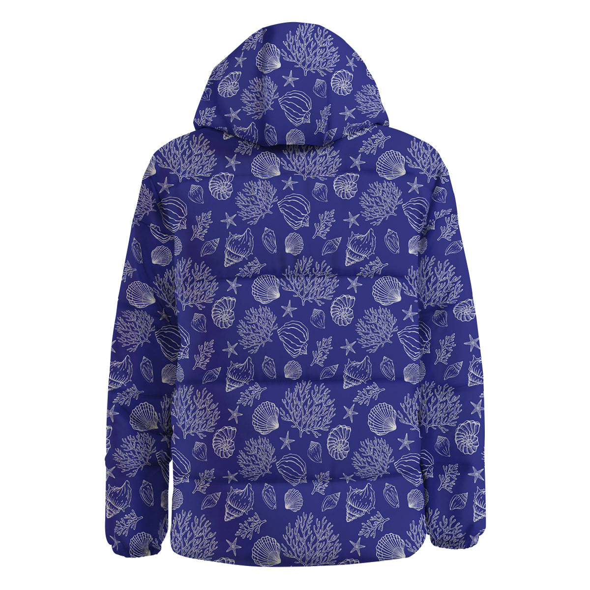 Blue Sea Corals Print Pattern Down Jacket-grizzshop