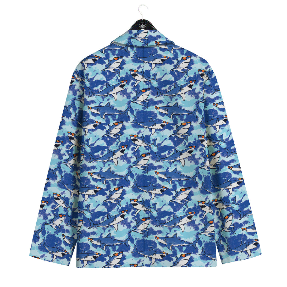Blue Shark Print Pattern Men's Sport Coat-grizzshop