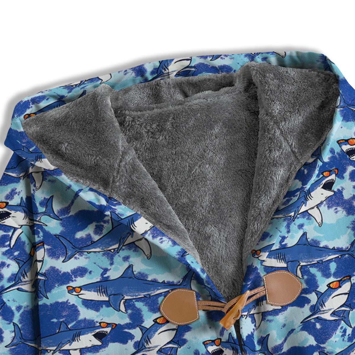 Blue Shark Print Pattern Men's Windbreaker Jacket-grizzshop