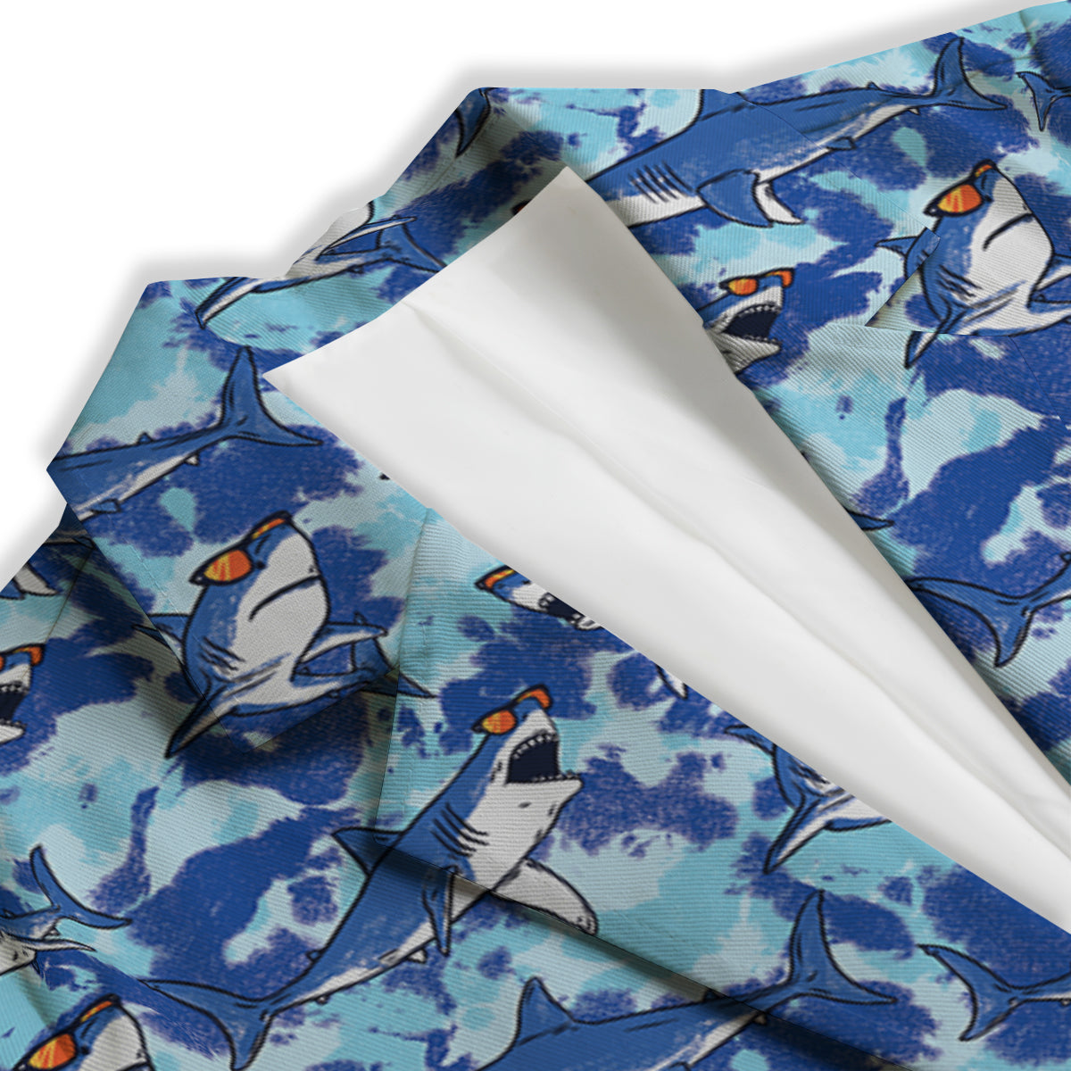 Blue Shark Print Pattern Women's Blazer-grizzshop