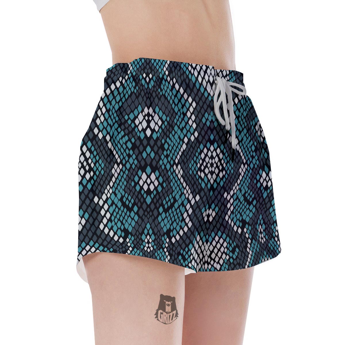 Blue Snakeskin Women's Shorts-grizzshop