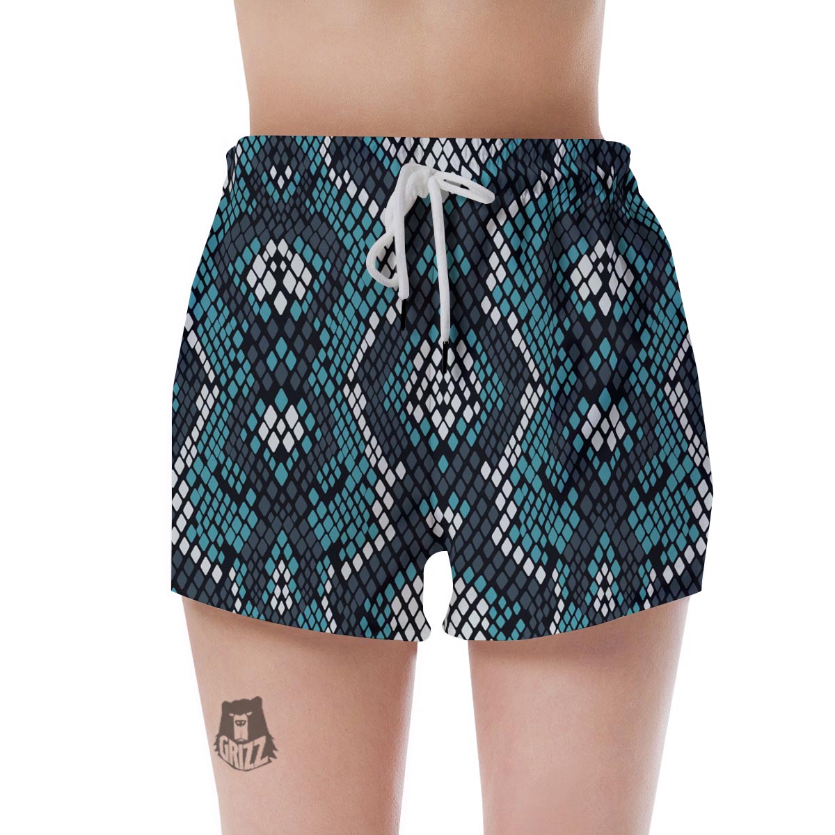 Blue Snakeskin Women's Shorts-grizzshop