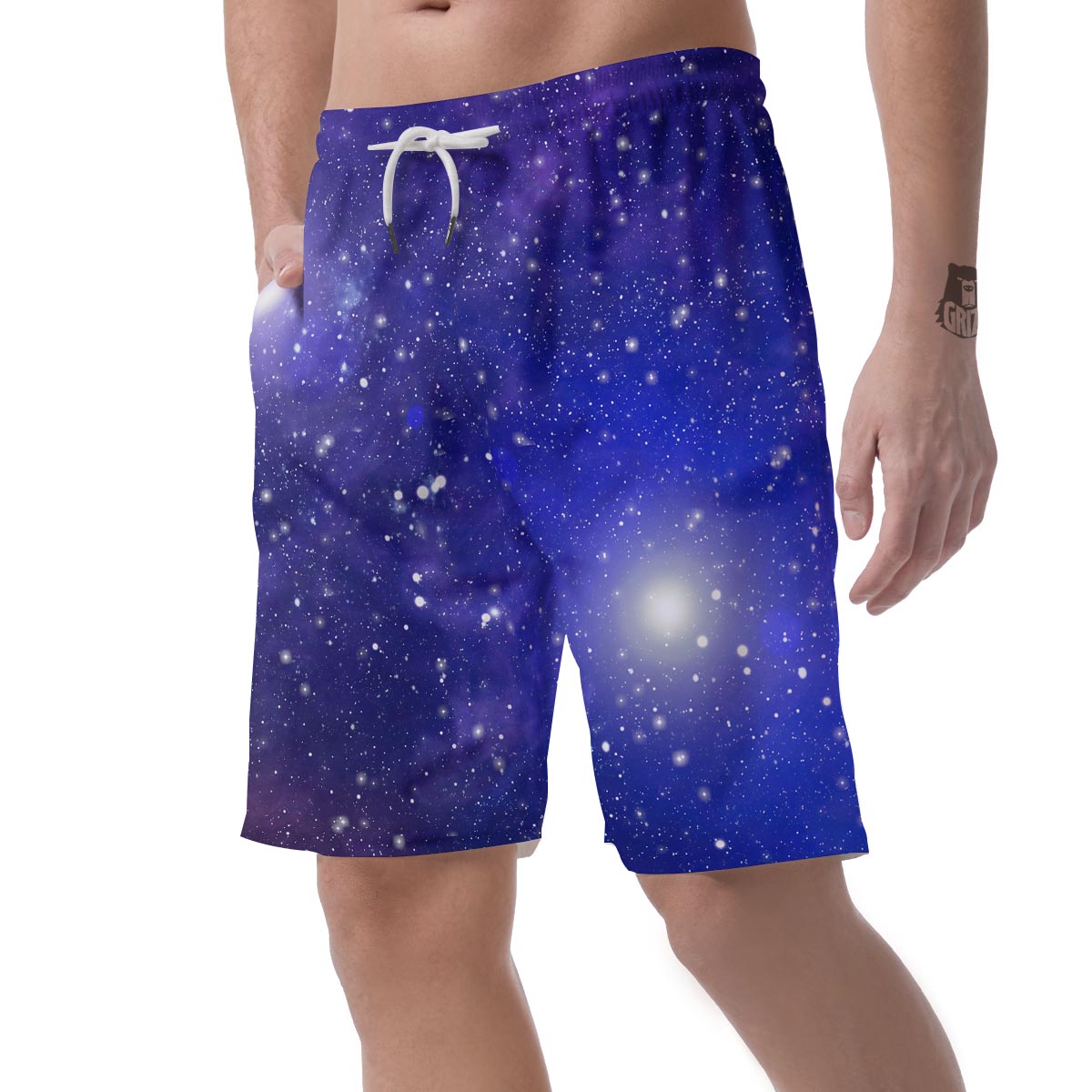 Blue Stardust Space Galaxy Men's Shorts-grizzshop