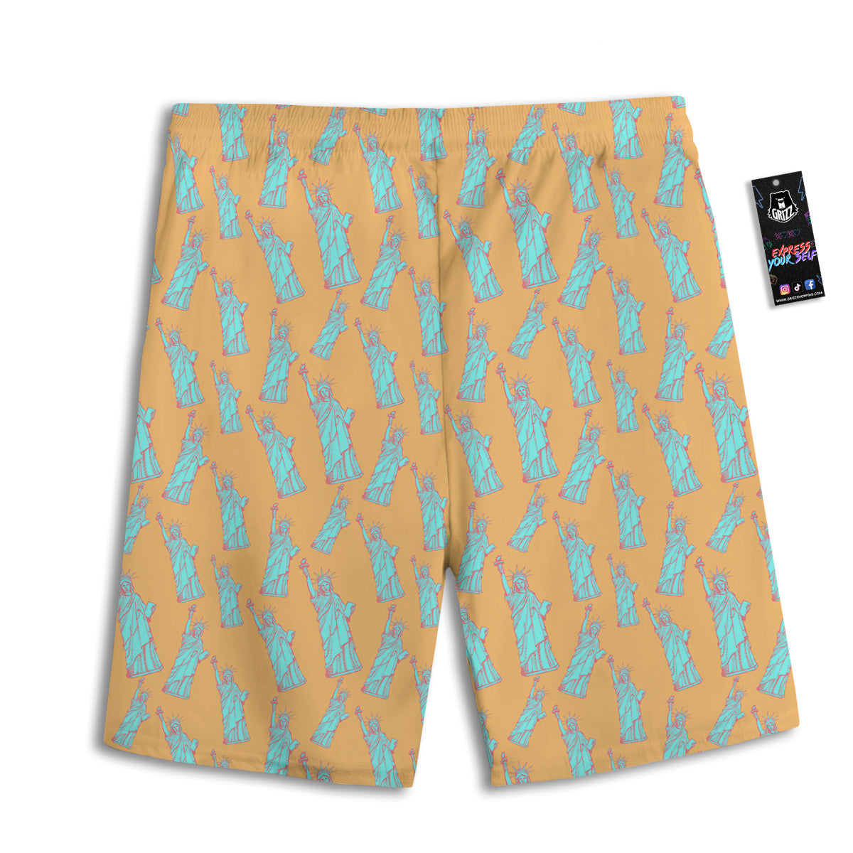 Blue Statue Of Liberty Print Pattern Men's Athletic Shorts
