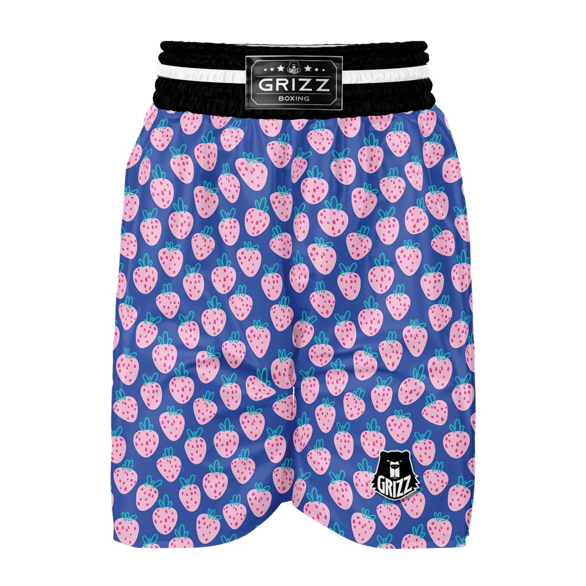 Blue Strawberry Pattern Print Boxing Shorts-grizzshop