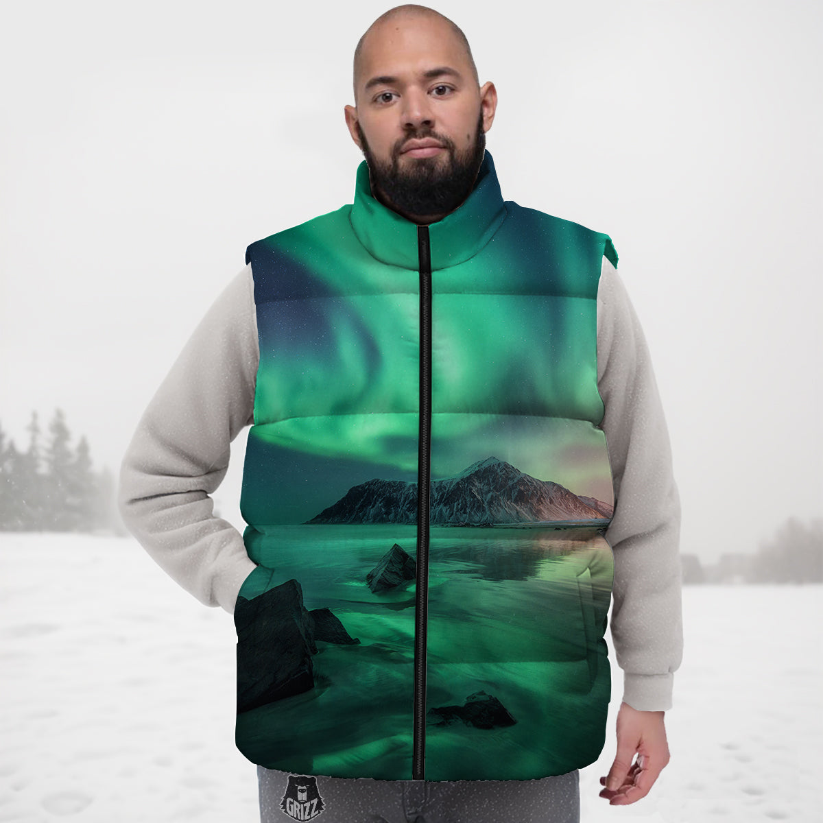 Blue Strawberry Pattern Print Down Vest-grizzshop
