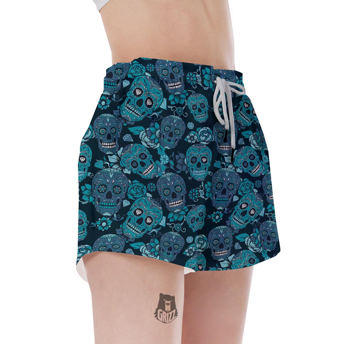 Blue Sugar Skull Women's Shorts-grizzshop